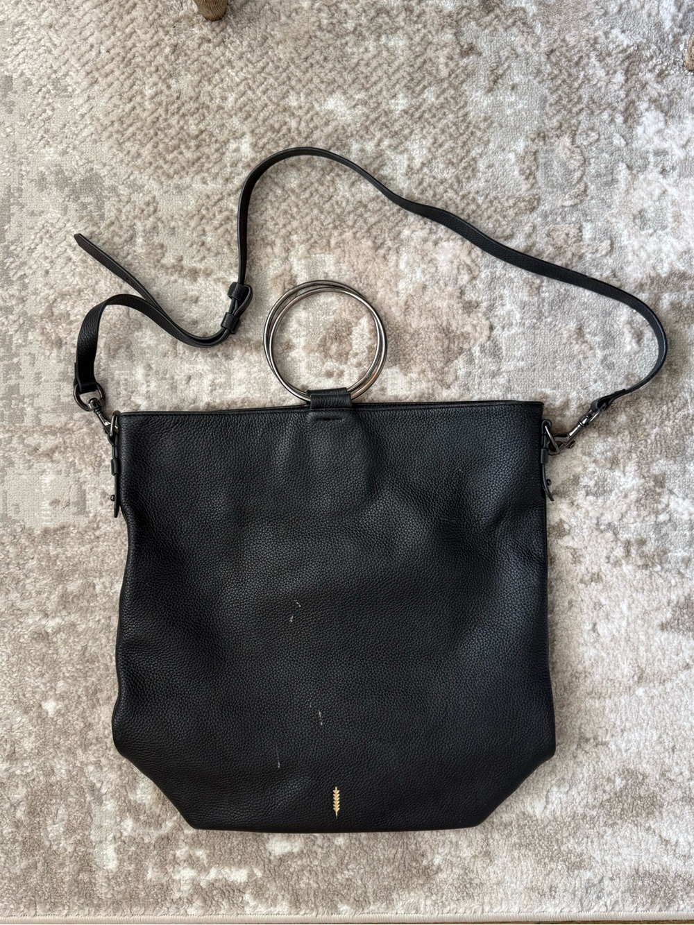 Thacker Black Leather Tote Bag